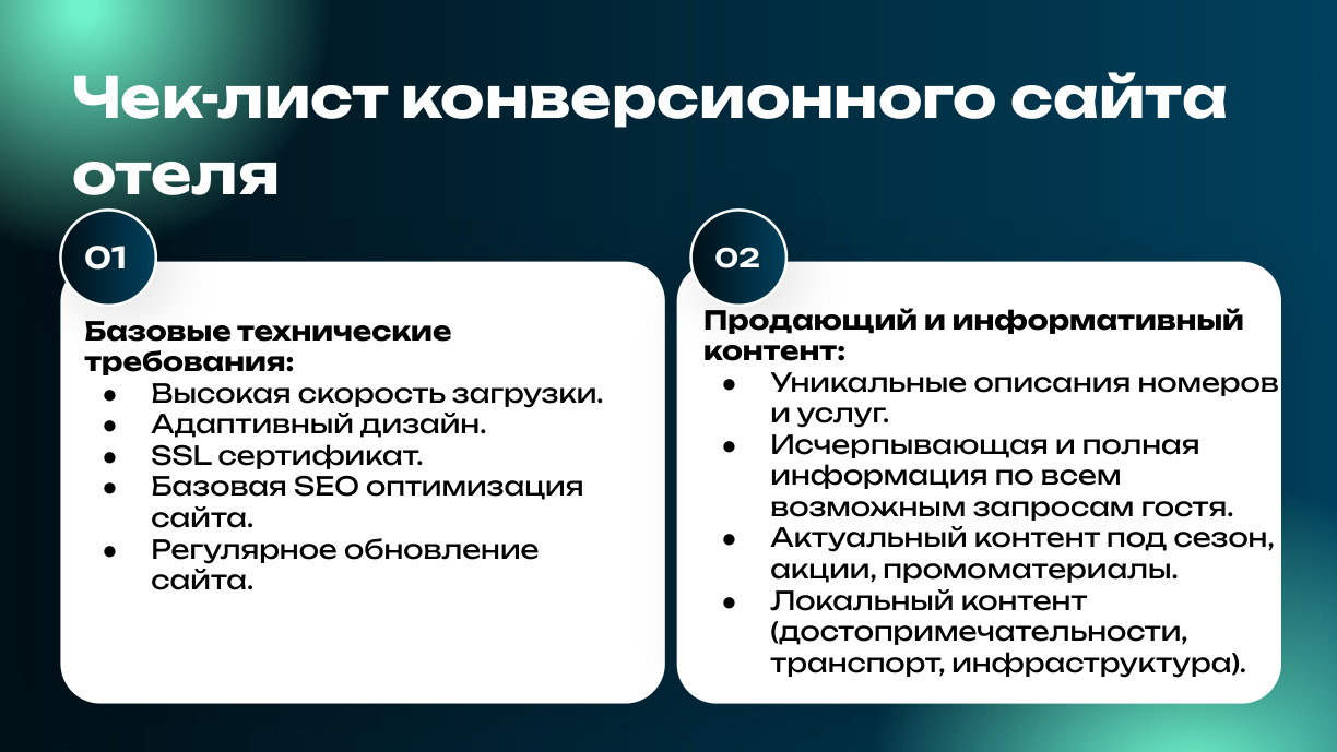 Чек-лист конверсионного сайта отеля